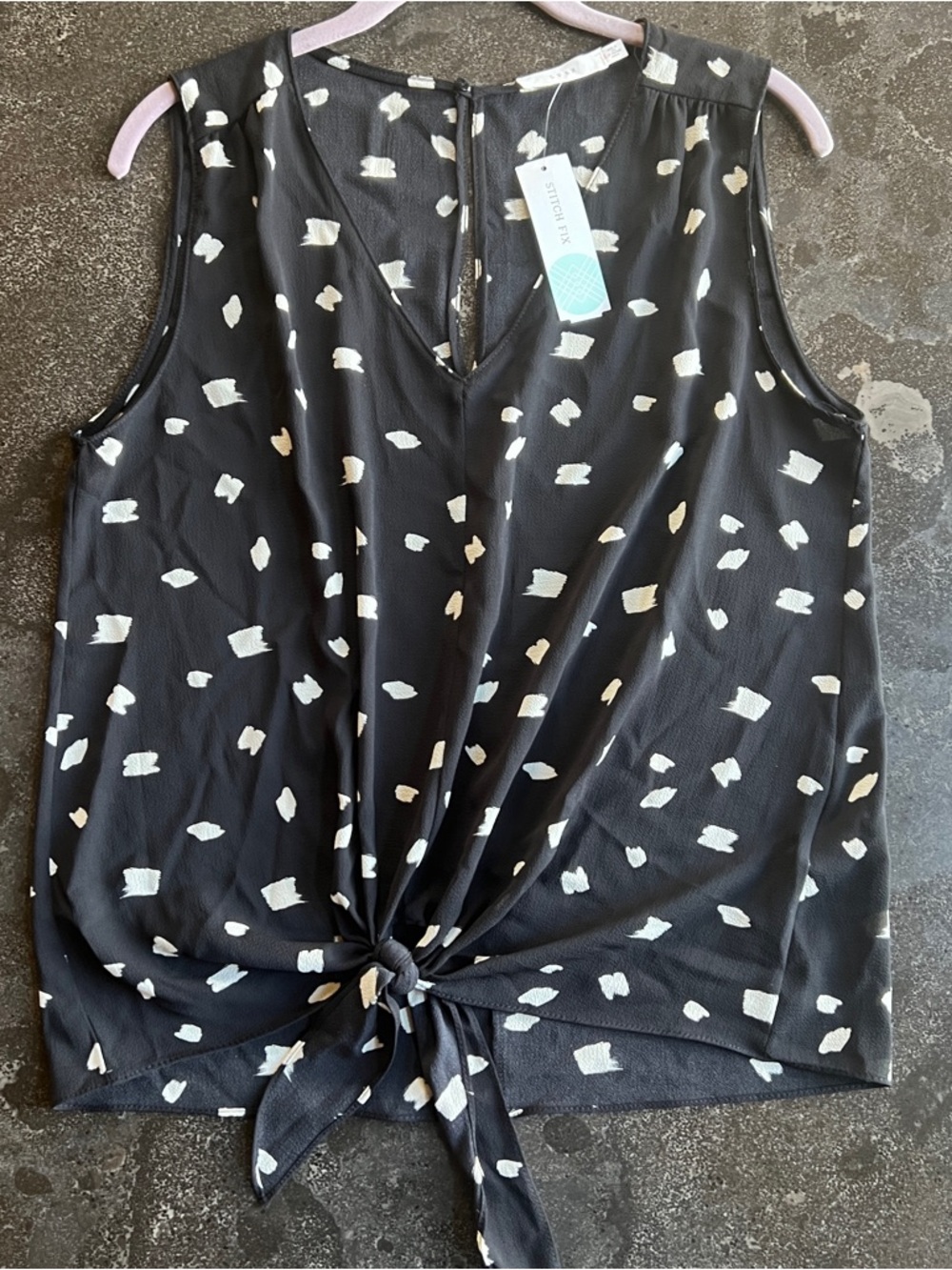 Lush NWT Black & White Sleeveless Tie-Front Blouse - Size Medium/Large